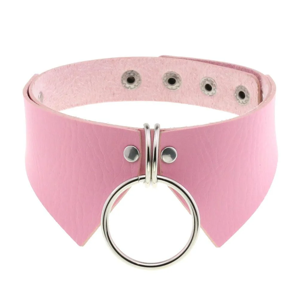 Pink Leather Gothic Choker Collection