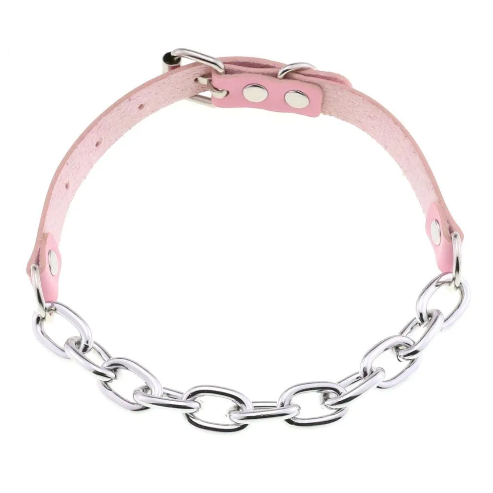 Pink Leather Gothic Choker Collection