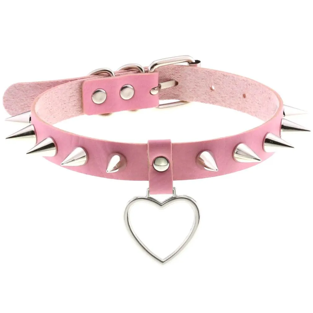 Pink Leather Gothic Choker Collection