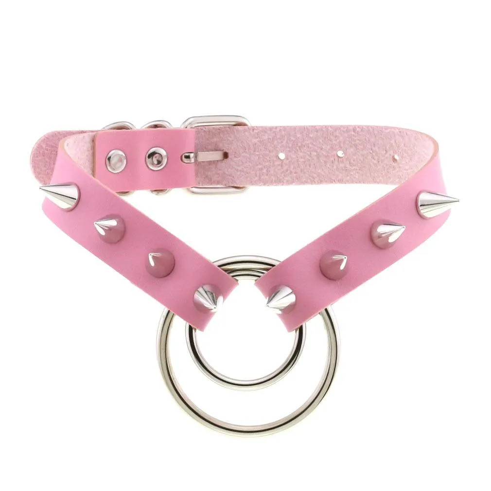 Pink Leather Gothic Choker Collection