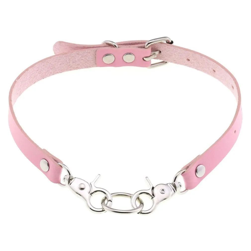 Pink Leather Gothic Choker Collection