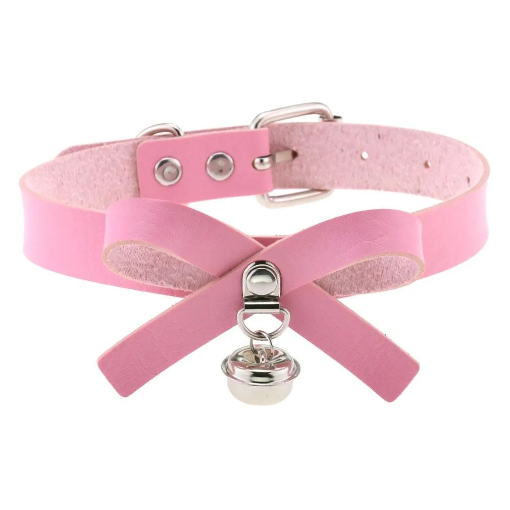 Pink Leather Gothic Choker Collection