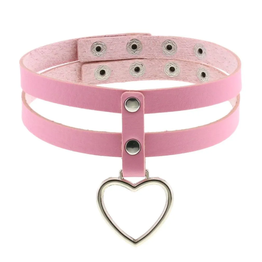 Pink Leather Gothic Choker Collection