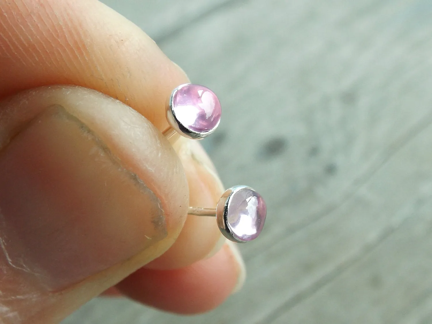 Pink Sapphire Earrings, Gemstone Earrings, Sterling Earrings, Post Earrings, Pink Post Earrings, Small Earrings, Minimalist Earrings, Gift