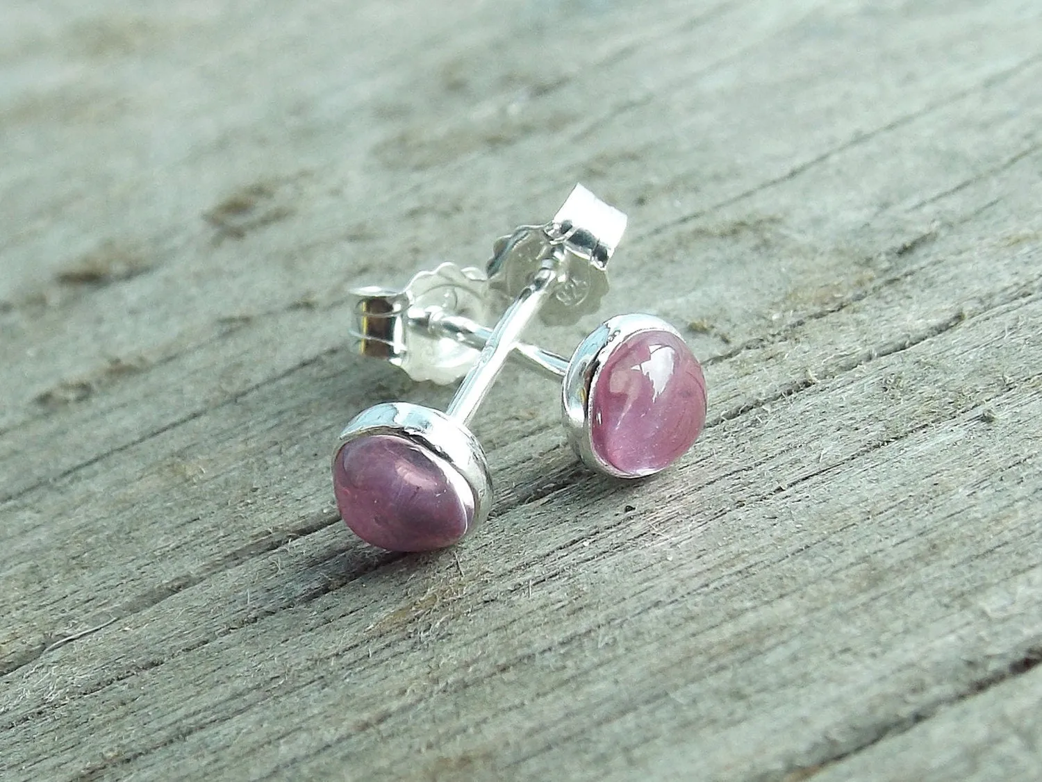 Pink Sapphire Earrings, Gemstone Earrings, Sterling Earrings, Post Earrings, Pink Post Earrings, Small Earrings, Minimalist Earrings, Gift