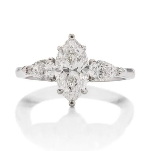 Platinum Marquise Shaped Diamond Engagement Ring