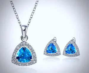 "Celeste" - Geometric Cubic Zirconia Necklace and Earrings Set