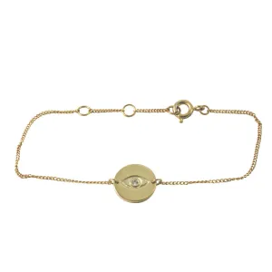 "Eclipse" Gold-Dipped Evil Eye CZ Bracelet 7 inch