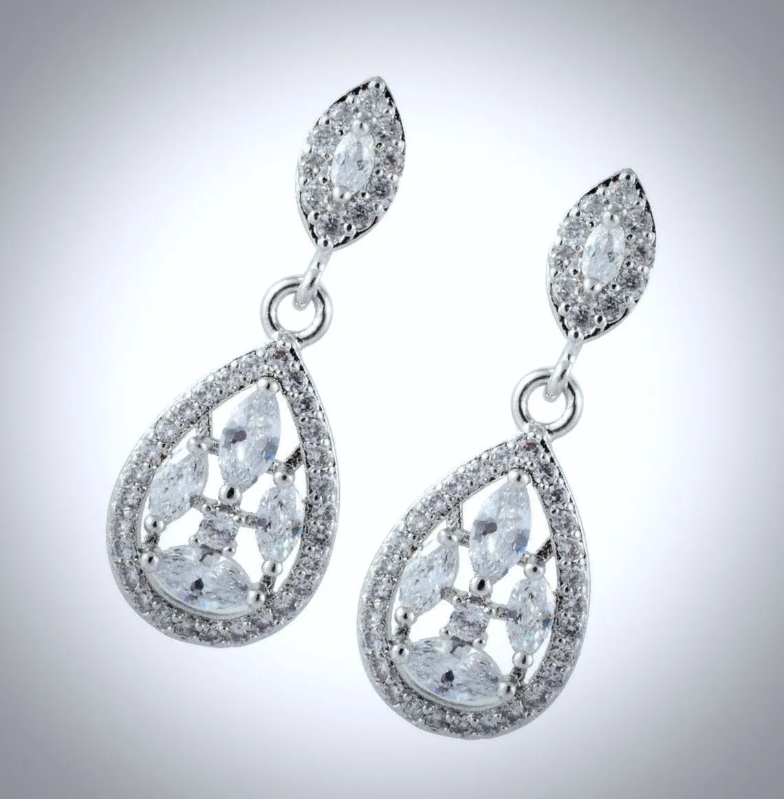 "Kaitlyn" - Cubic Zirconia Bridal Earrings