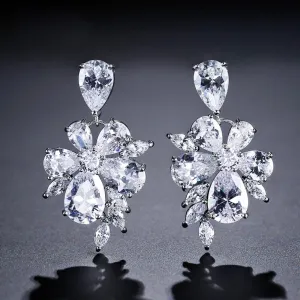 "Mallory" - Silver Cubic Zirconia Bridal Earrings