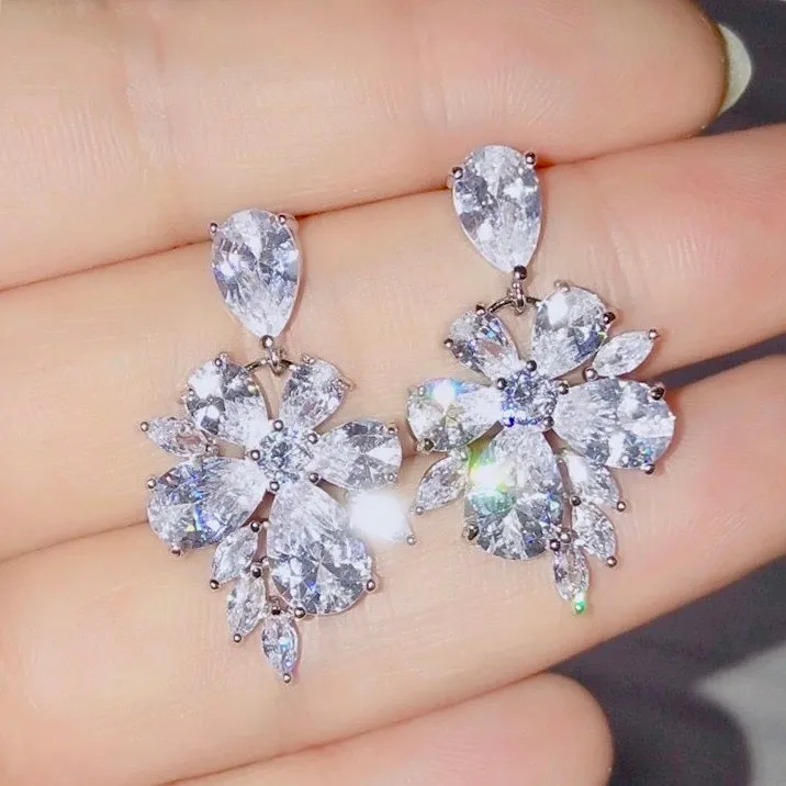 "Mallory" - Silver Cubic Zirconia Bridal Earrings