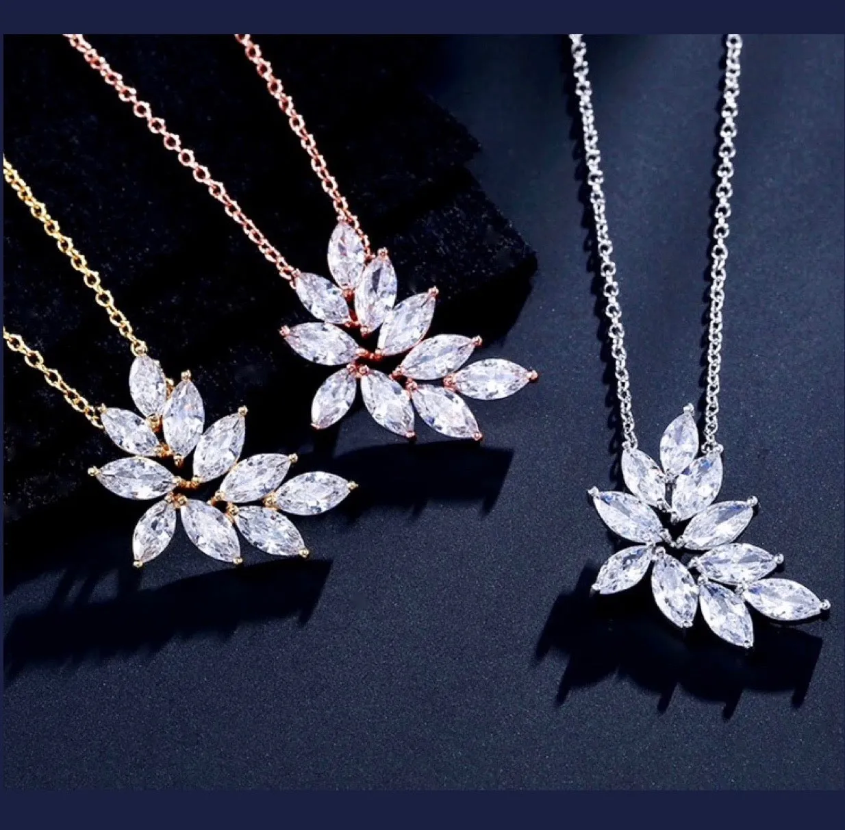 "Poppy" - Cubic Zirconia Bridal Necklace - Available in Silver, Rose Gold and Yellow Gold