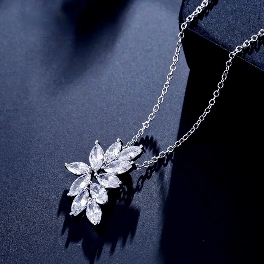 "Poppy" - Cubic Zirconia Bridal Necklace - Available in Silver, Rose Gold and Yellow Gold