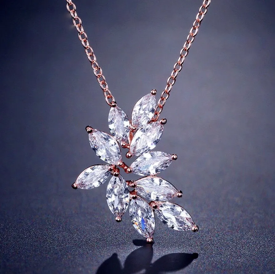 "Poppy" - Cubic Zirconia Bridal Necklace - Available in Silver, Rose Gold and Yellow Gold