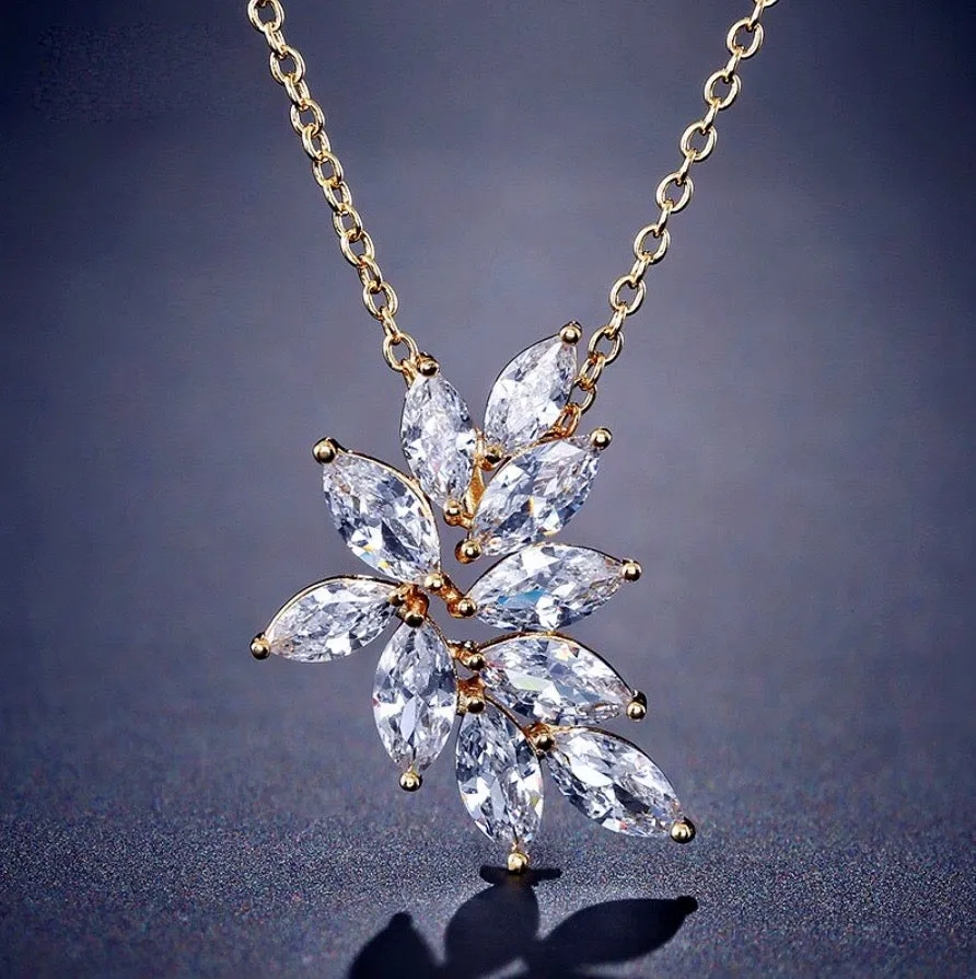 "Poppy" - Cubic Zirconia Bridal Necklace - Available in Silver, Rose Gold and Yellow Gold