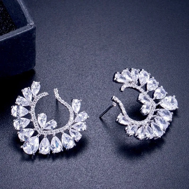 "Sage" - Silver Cubic Zirconia Bridal Earrings