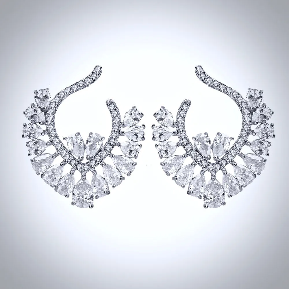 "Sage" - Silver Cubic Zirconia Bridal Earrings