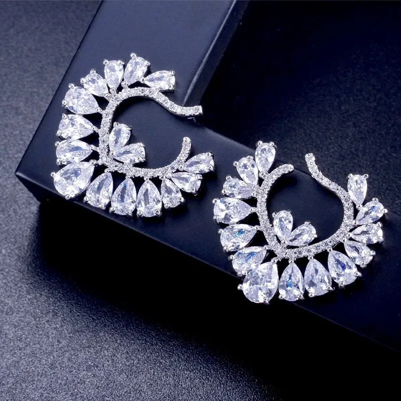 "Sage" - Silver Cubic Zirconia Bridal Earrings