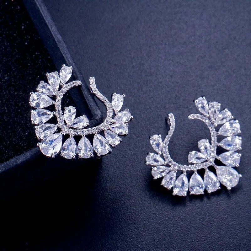 "Sage" - Silver Cubic Zirconia Bridal Earrings