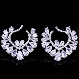 "Sage" - Silver Cubic Zirconia Bridal Earrings