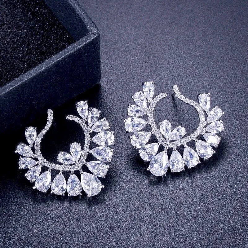 "Sage" - Silver Cubic Zirconia Bridal Earrings