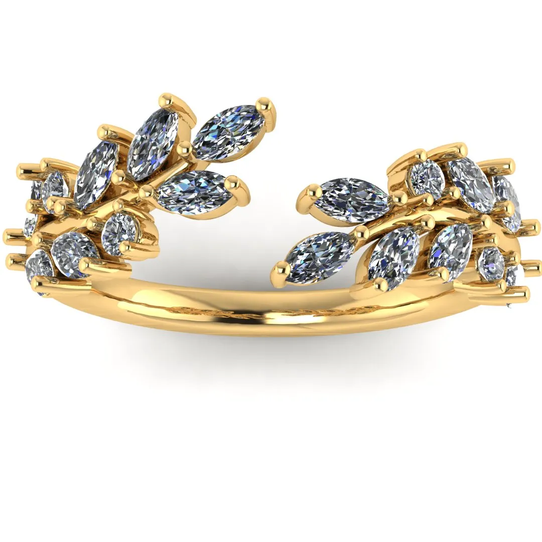 "Wren" Leaf and Branch 0.85ct Diamond Open Eternity Ring ET58