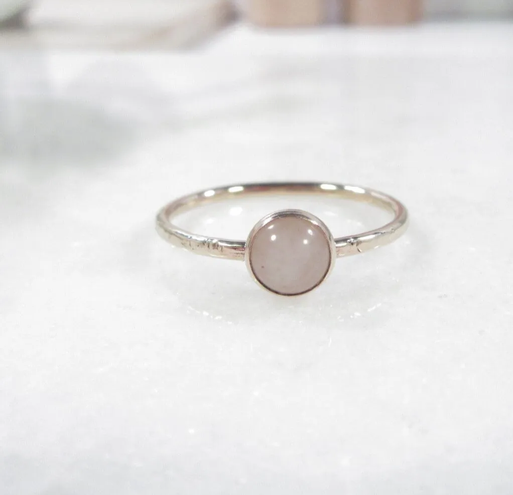 Ring Rose Quartz Gemstone 1mm Wide Choose Your Metal, Size and Texture