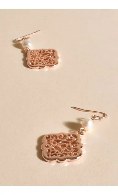 Rose Gold Filigree Earrings