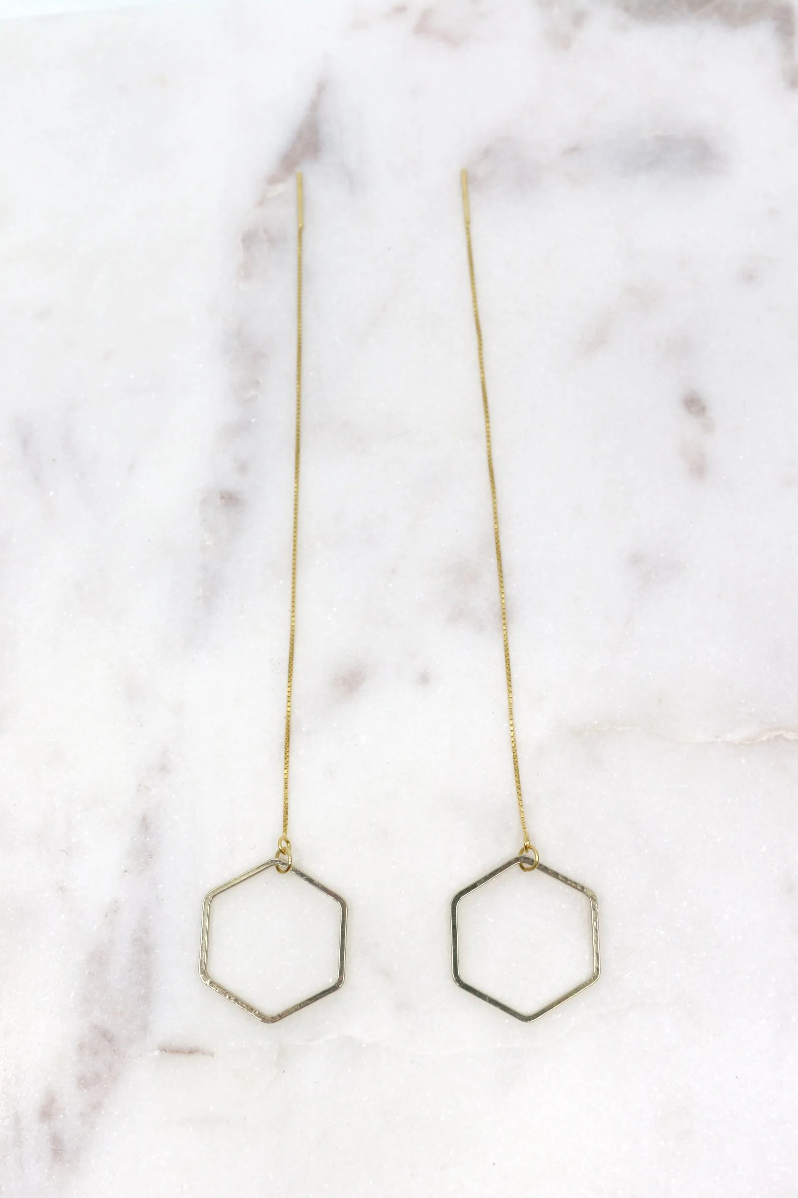 Run the World // Hexagon Threaders, Gold or Silver, A Modern Bohemian, Classic Earrings // BH-E002