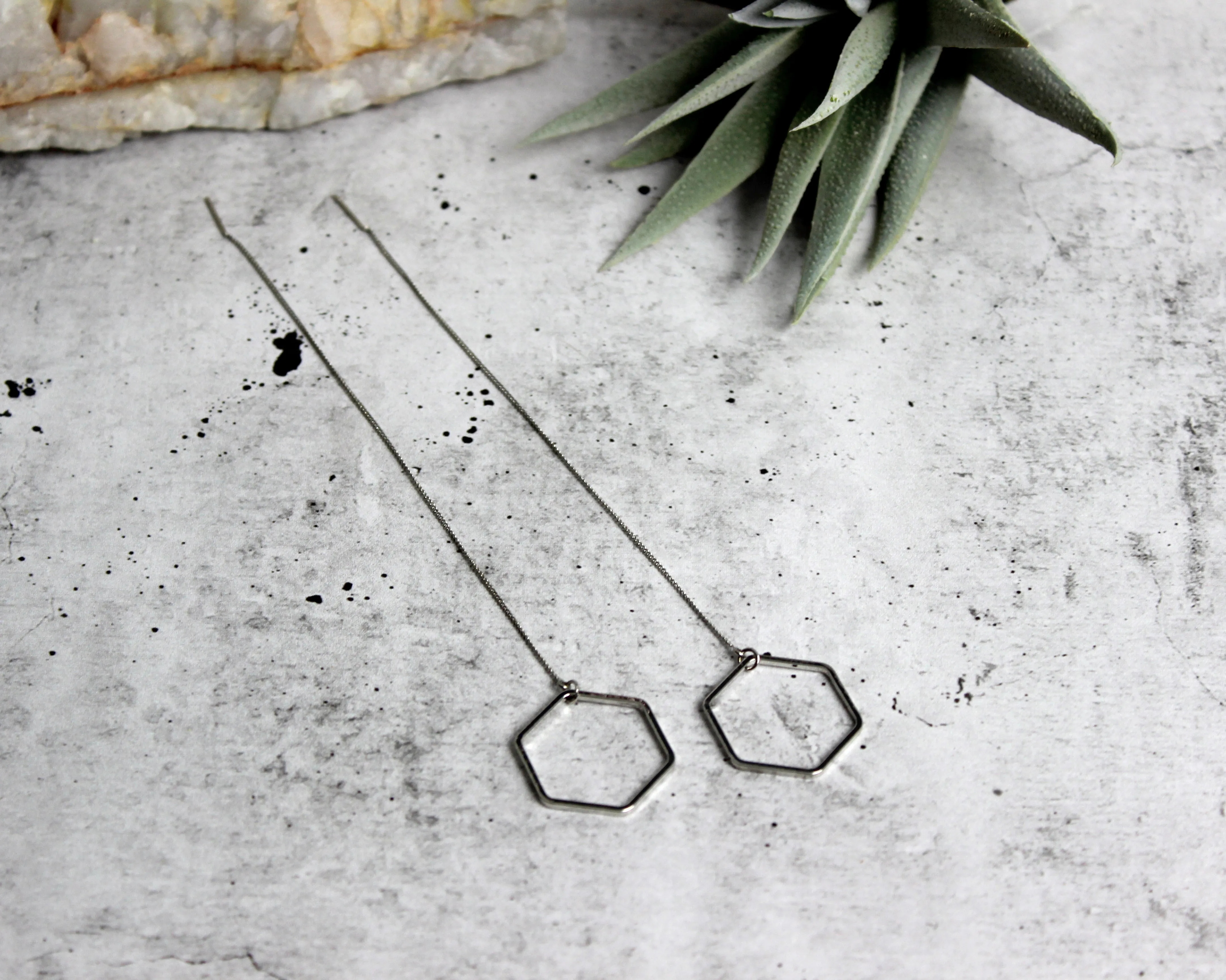 Run the World // Hexagon Threaders, Gold or Silver, A Modern Bohemian, Classic Earrings // BH-E002