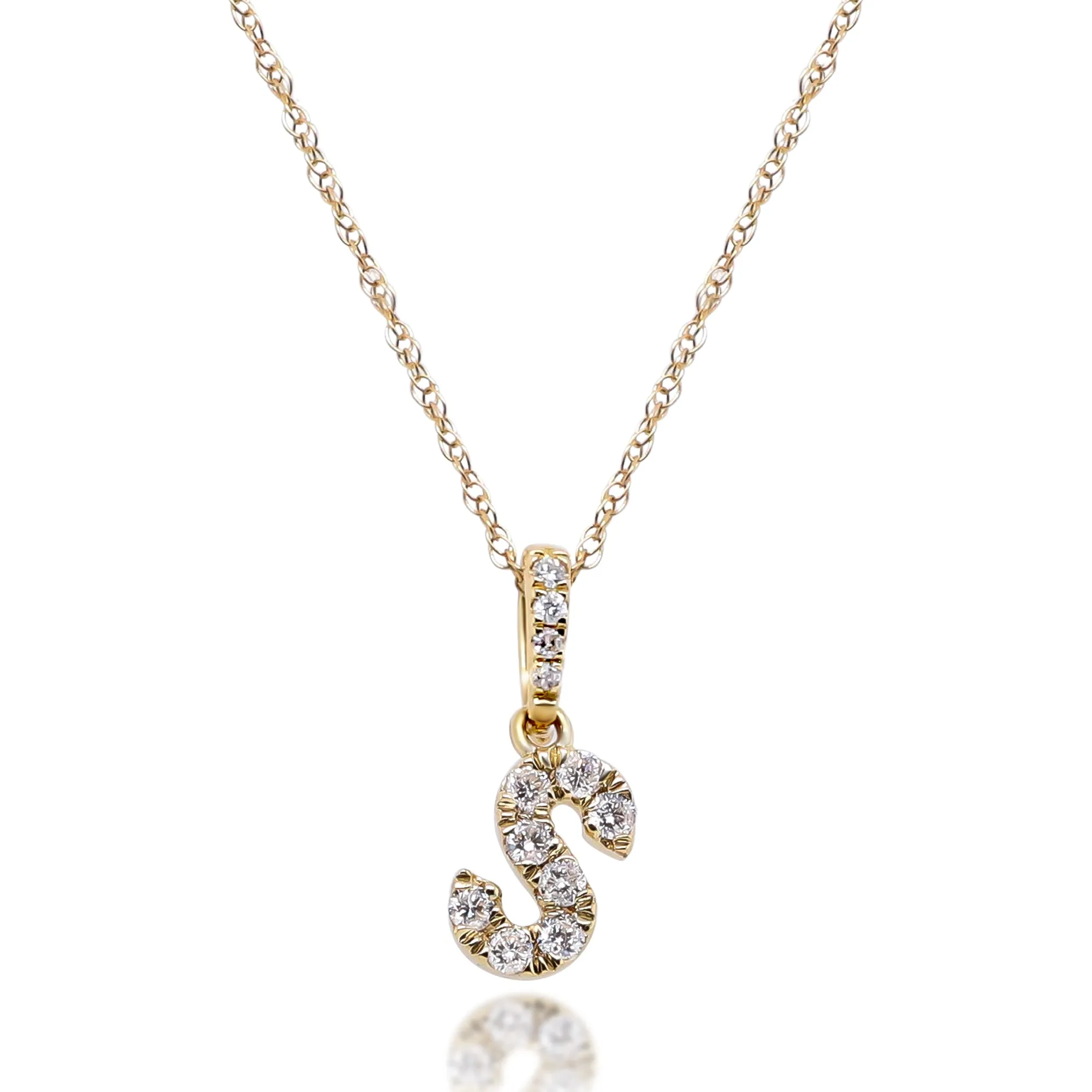 S Paisley 10K Yellow Gold Round-Cut White Diamond Pendant