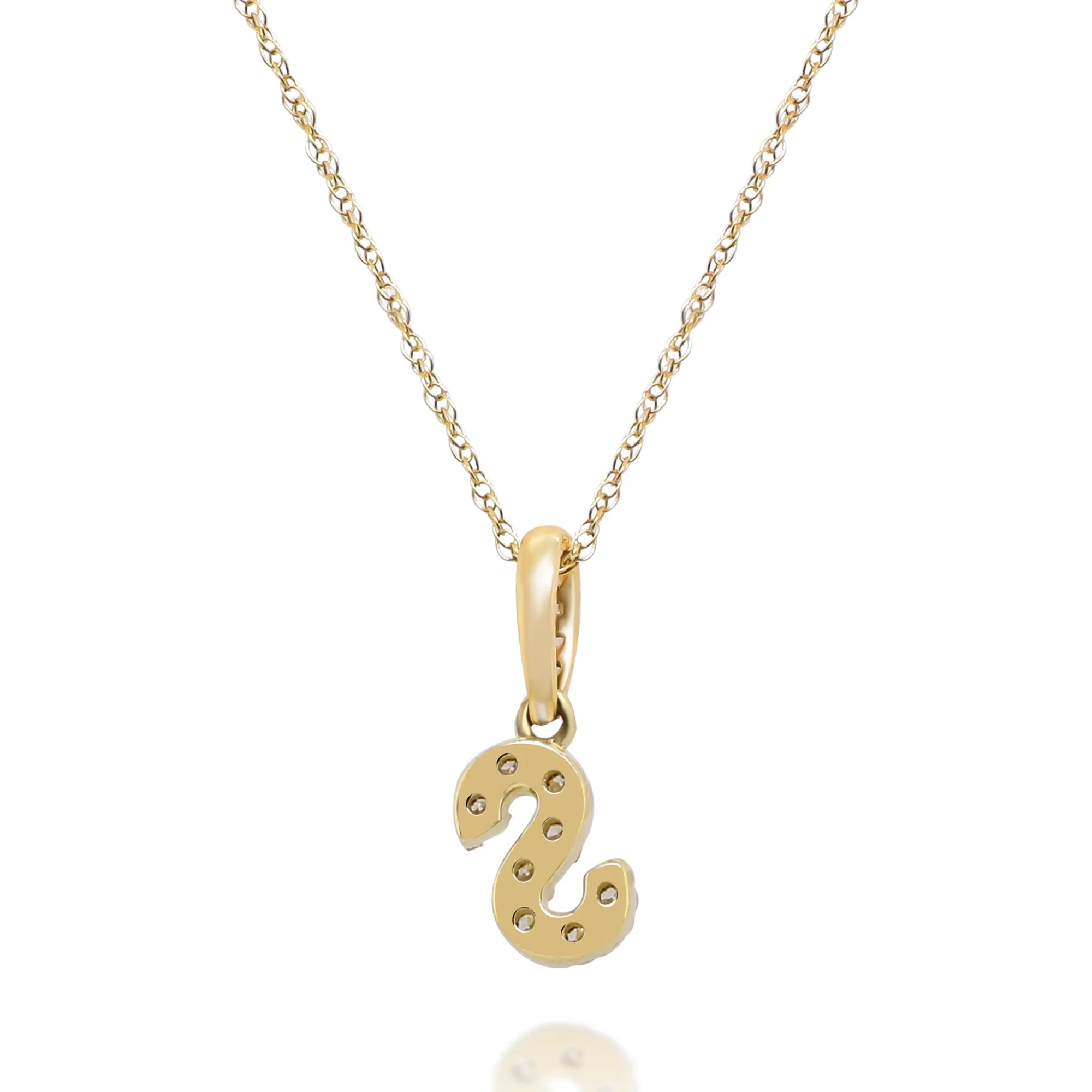 S Paisley 10K Yellow Gold Round-Cut White Diamond Pendant