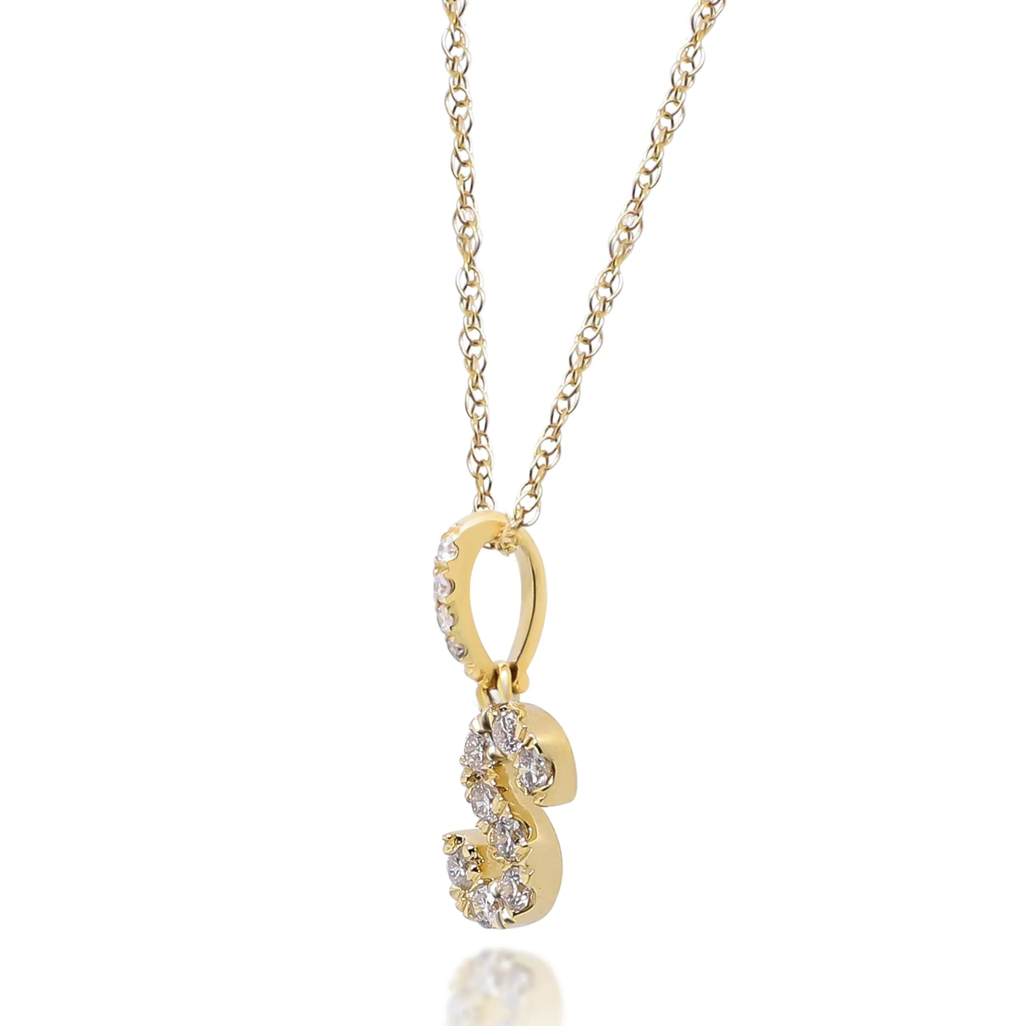 S Paisley 10K Yellow Gold Round-Cut White Diamond Pendant