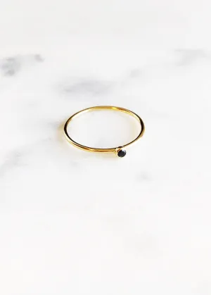 Sale - Dainty Black Cubic Zirconia Gold Stacking Ring - Kalama