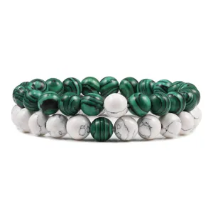 San Bernandino Stackable Beaded Bracelets, Green / White