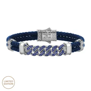 Sapphire Cuban Links Leather Bracelet