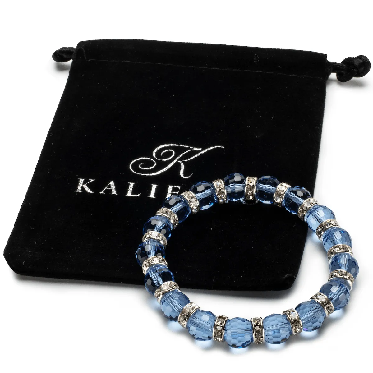 Sapphire Gorgeous Glass Bracelet with Cubic Zirconia Crystals