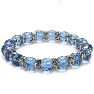 Sapphire Gorgeous Glass Bracelet with Cubic Zirconia Crystals