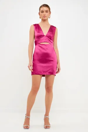 Satin Cut-Out Mini Dress