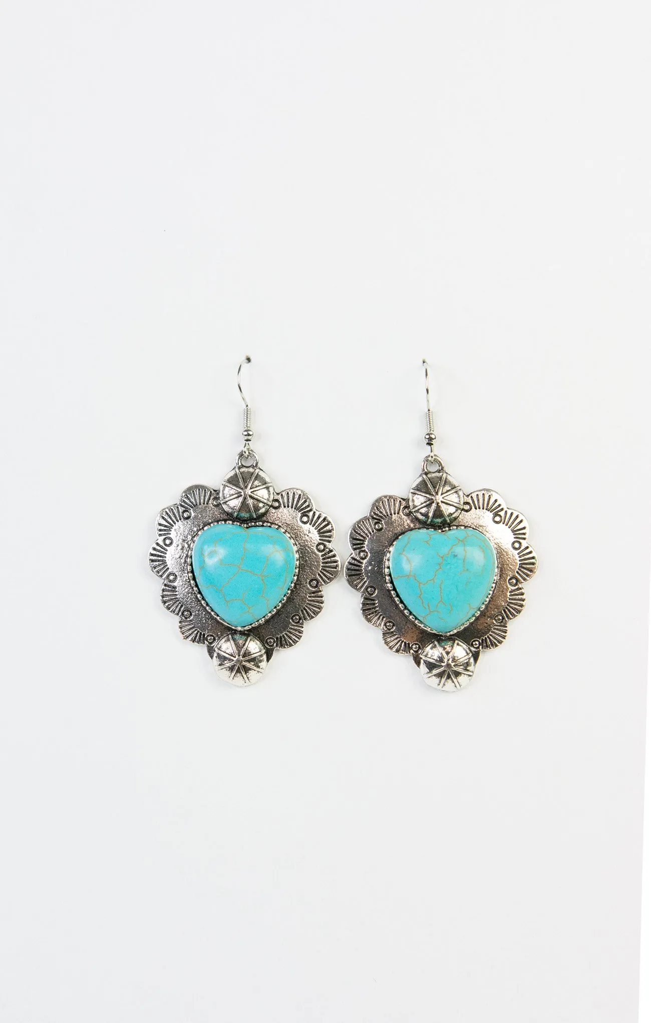 Savannah Boho Silver Heart Earrings