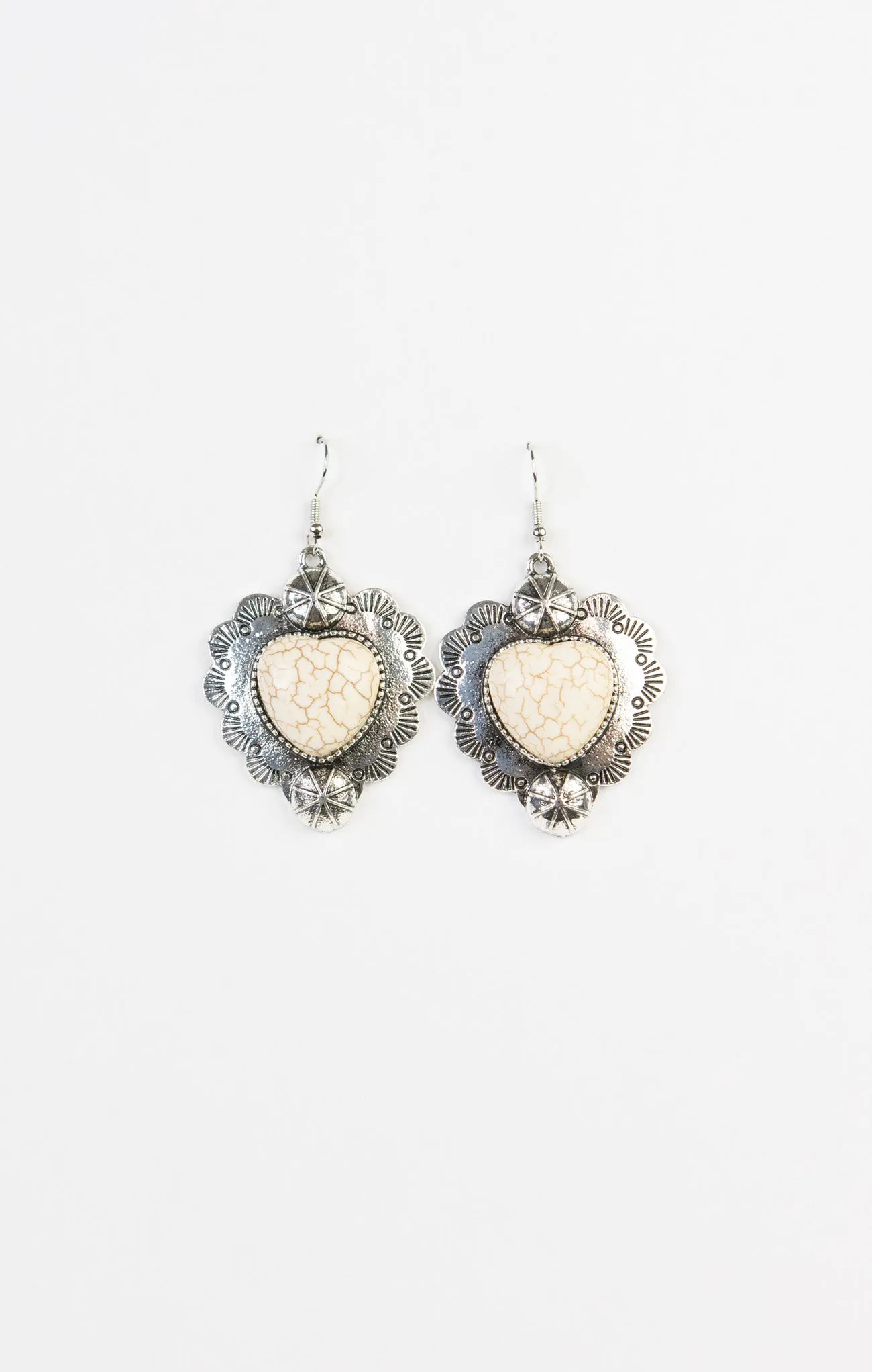 Savannah Boho Silver Heart Earrings