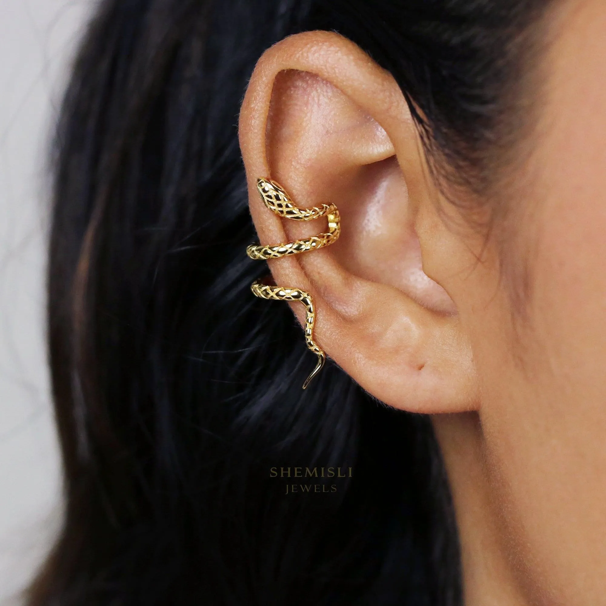 Serpent Ear Conch Cuff, Snake Earrings, Gold, Silver SF046 LR