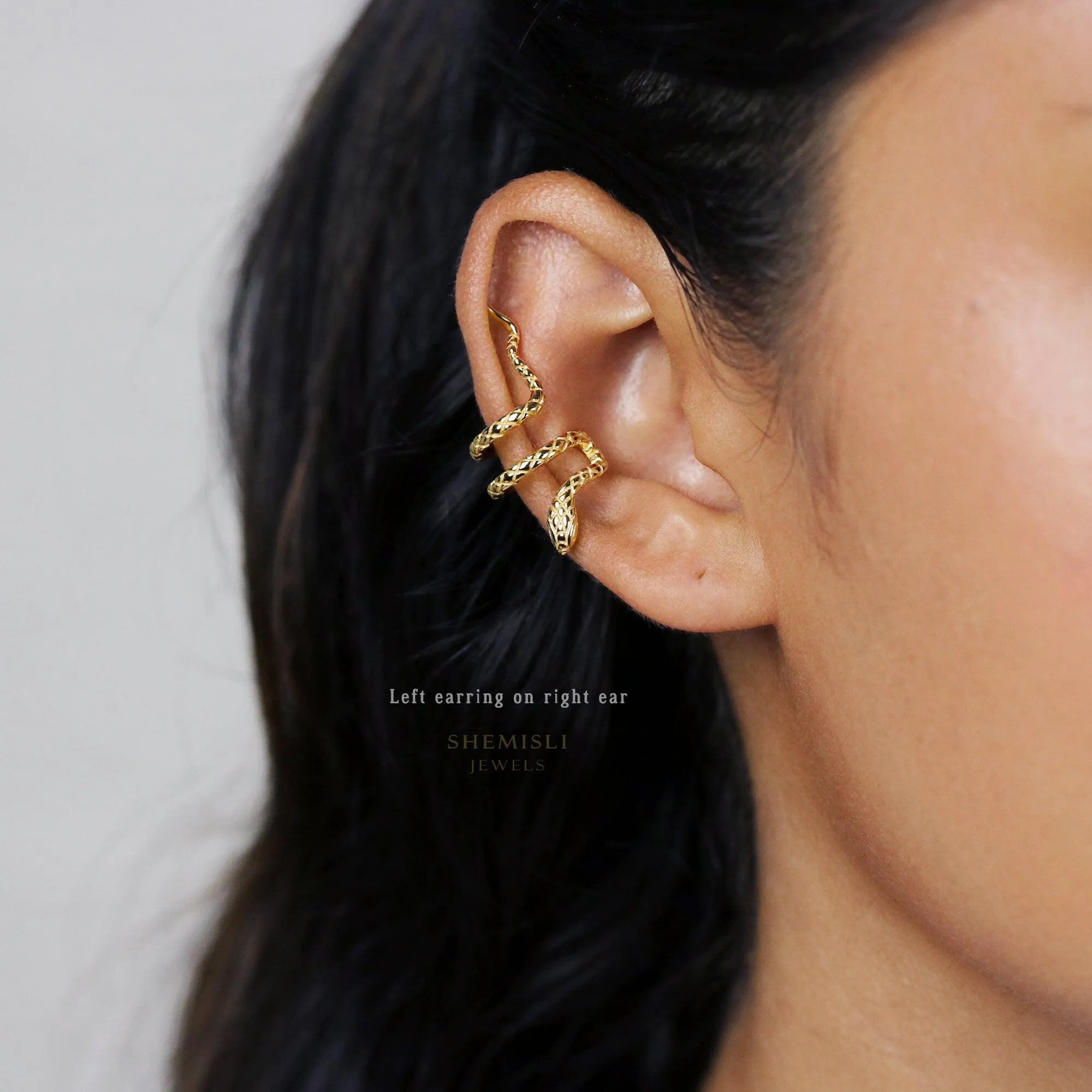 Serpent Ear Conch Cuff, Snake Earrings, Gold, Silver SF046 LR