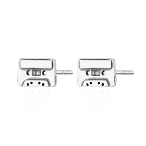 Silver Cassette Tape Stud Earrings