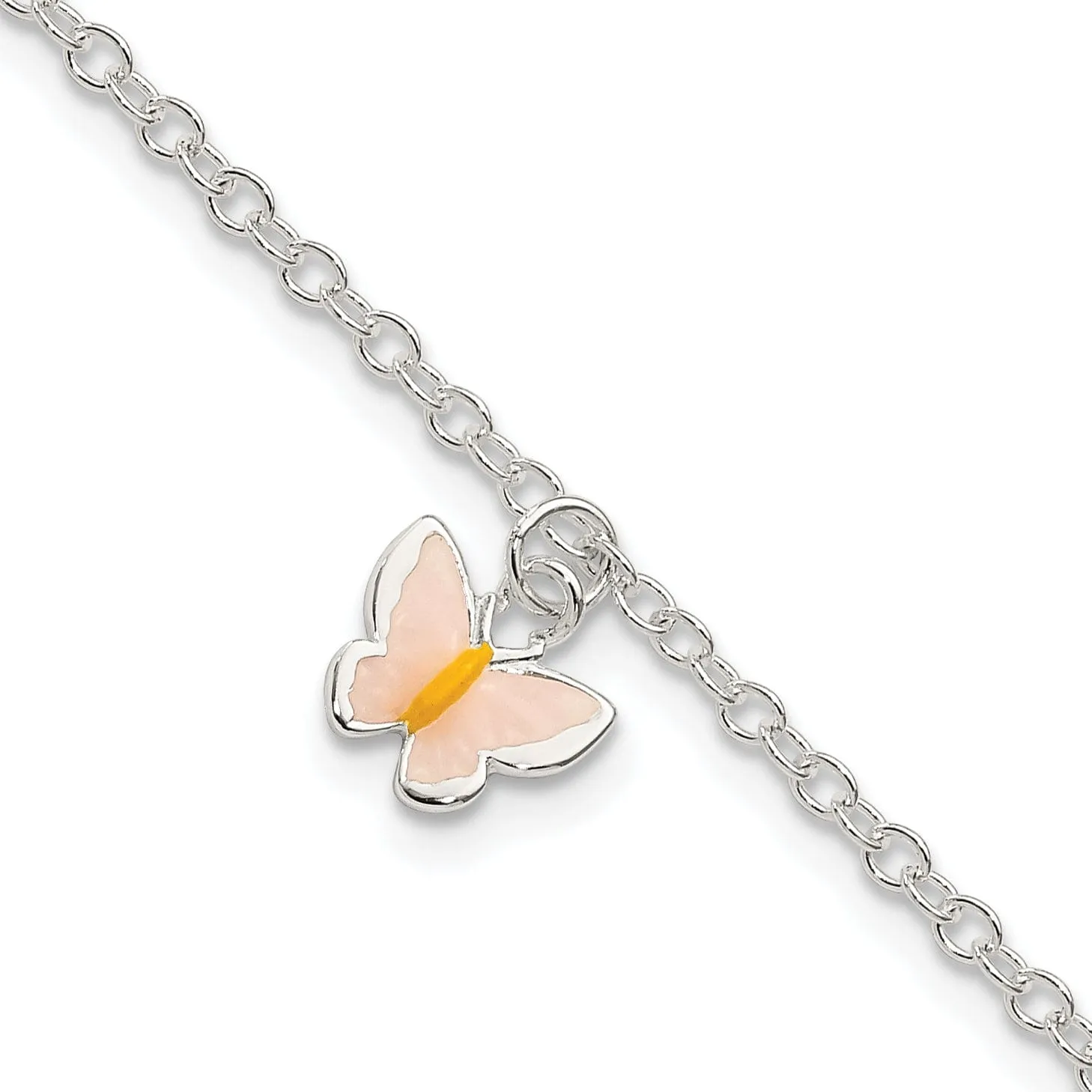 Silver Childrens Dangle Butterfly Bracelet