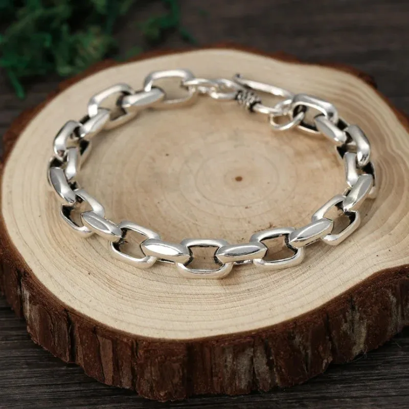 Silver Plated Braided Twist Chain Bracelet Men\'s Vintage Simple Foxtail Chain Cuff Bracelet Casual Jewelry Gift