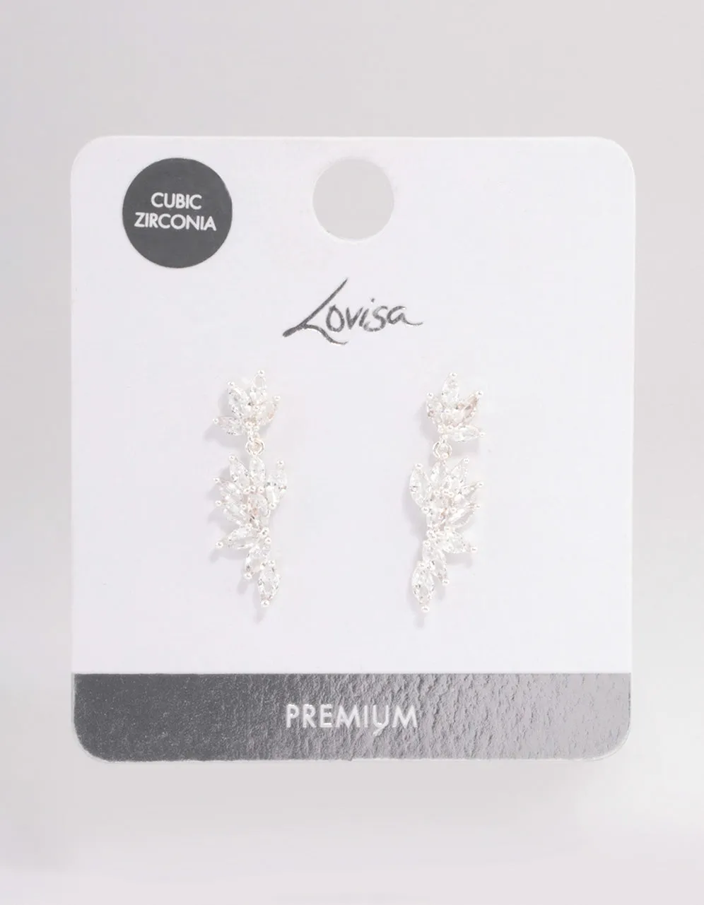 Silver Plated Cubic Zirconia Marquise Cluster Drop Earrings