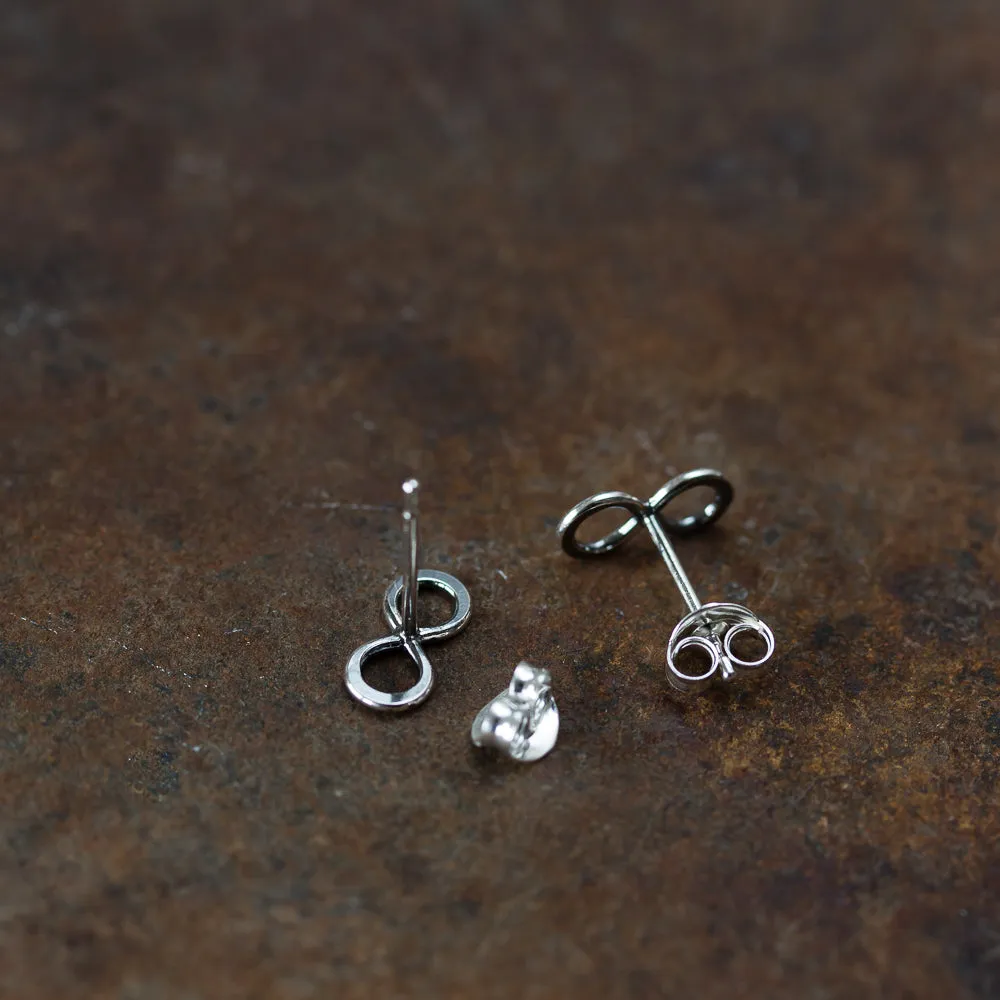 Small Handmade Silver Infinity Earrings, Simple modern everyday studs