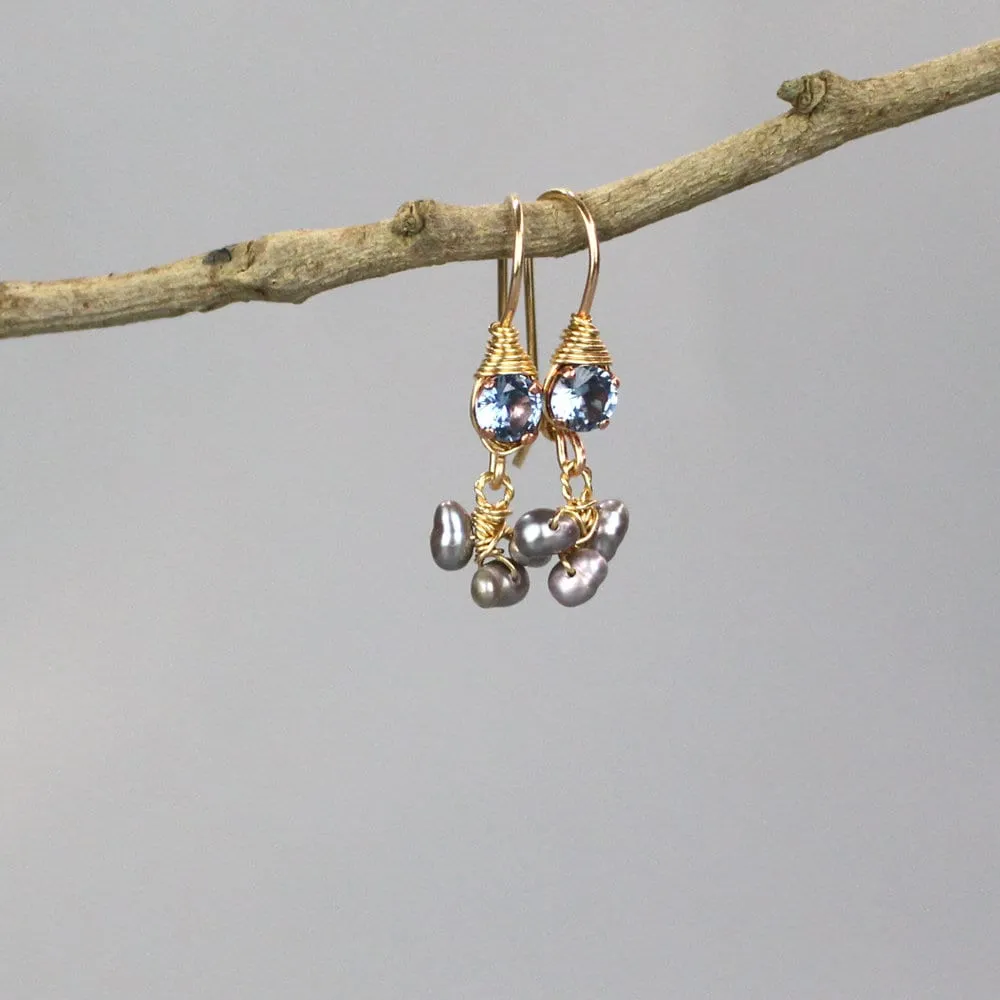 Small Light Blue Zirconia Clover Earrings