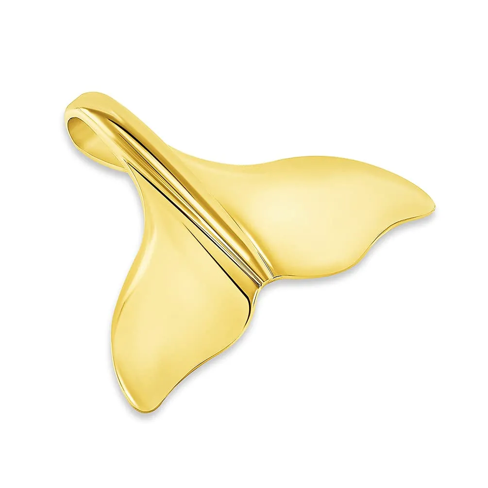 Solid 14k Yellow Gold Classic Dolphin Tail Fin Pendant